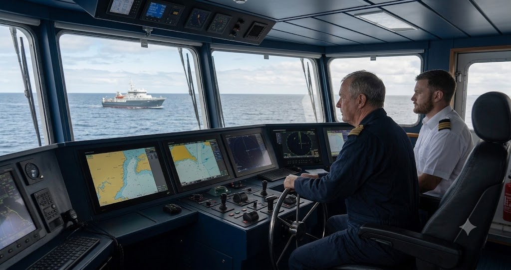 Maritime safety training in progress on deck